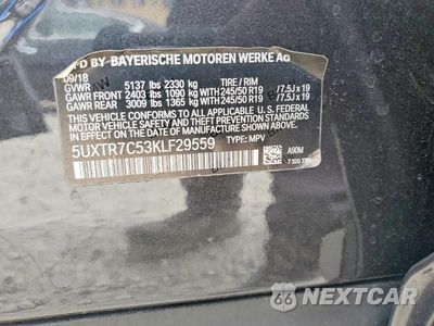 Zdjęcie 13 z 13 samochodu: 2019 BMW X3 SDRIVE30I VIN:5UXTR7C53KLF29559 - miniatura