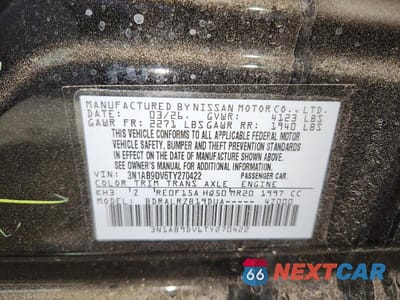 Zdjęcie 12 z 12 samochodu: 2026 NISSAN SENTRA SR VIN:3N1AB9DV6TY270422 - miniatura