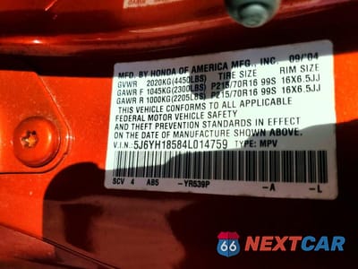 Zdjęcie 12 z 12 samochodu: 2004 HONDA ELEMENT EX VIN:5J6YH18584L014759 - miniatura