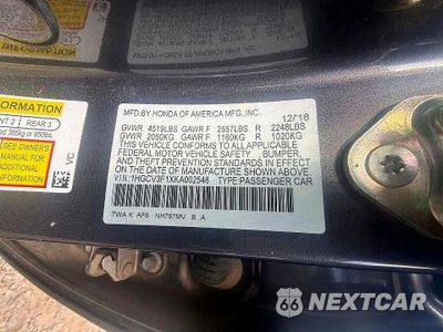 Zdjęcie 10 z 10 samochodu: 2019 HONDA ACCORD HYBRID VIN:1HGCV3F1XKA002546 - miniatura