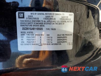 Zdjęcie 12 z 12 samochodu: 2008 CHEVROLET SILVERADO K1500 VIN:2GCEK19J481105920 - miniatura
