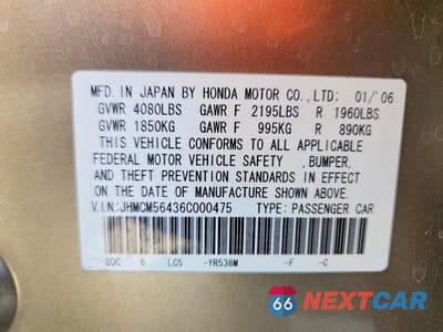 Zdjęcie 12 z 12 samochodu: 2006 HONDA ACCORD LX VIN:JHMCM56436C000475 - miniatura