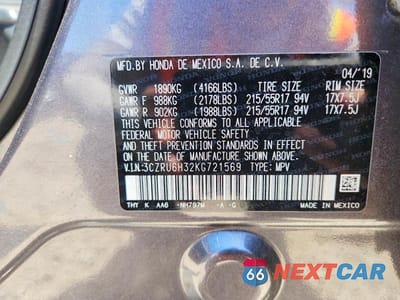 Zdjęcie 12 z 12 samochodu: 2019 HONDA HR-V LX VIN:3CZRU6H32KG721569 - miniatura