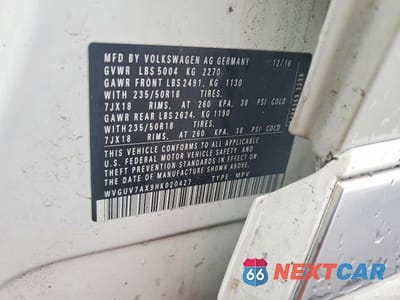 Zdjęcie 12 z 12 samochodu: 2017 VOLKSWAGEN TIGUAN SPORT VIN:WVGUV7AX9HK020427 - miniatura