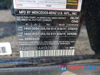 Zdjęcie 13 z 13 samochodu: 2010 MERCEDES-BENZ ML 350 BLUETEC VIN:4JGBB2FB5AA547411 - miniatura
