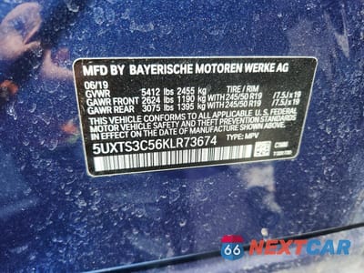 Zdjęcie 12 z 12 samochodu: 2019 BMW X3 XDRIVEM40I VIN:5UXTS3C56KLR73674 - miniatura