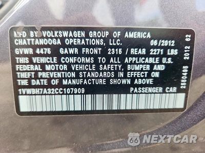Zdjęcie 12 z 12 samochodu: 2012 VOLKSWAGEN PASSAT SE VIN:1VWBH7A32CC107909 - miniatura