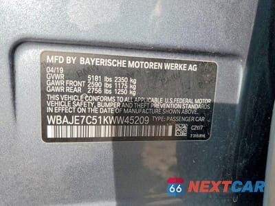 Zdjęcie 12 z 12 samochodu: 2019 BMW 540 XI VIN:WBAJE7C51KWW45209 - miniatura