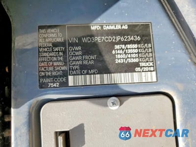 Zdjęcie 13 z 13 samochodu: 2018 MERCEDES-BENZ SPRINTER 2500 VIN:WD3PE7CD2JP623436 - miniatura