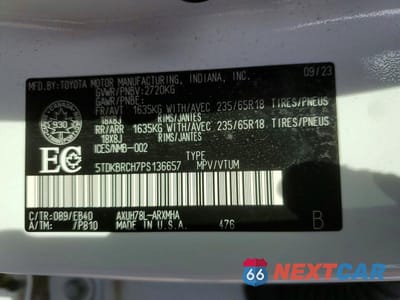 Zdjęcie 14 z 14 samochodu: 2023 TOYOTA HIGHLANDER HYBRID XLE VIN:5TDKBRCH7PS136657 - miniatura