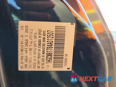 Zdjęcie 12 z 12 samochodu: 2004 HONDA ACCORD EX VIN:1HGCM81784A012507 - miniatura
