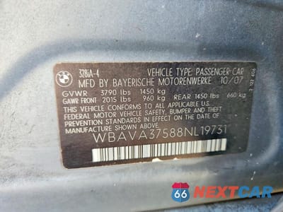 Zdjęcie 12 z 12 samochodu: 2008 BMW 328 I VIN:WBAVA37588NL19731 - miniatura