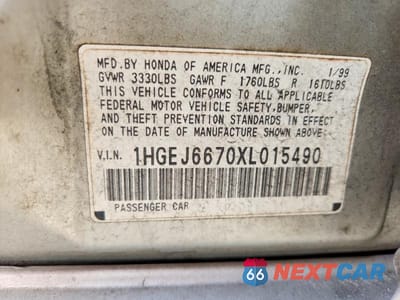 Zdjęcie 12 z 12 samochodu: 1999 HONDA CIVIC LX VIN:1HGEJ6670XL015490 - miniatura