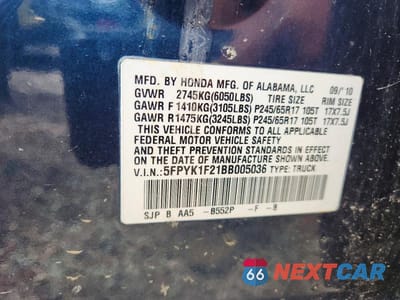 Zdjęcie 12 z 12 samochodu: 2011 HONDA RIDGELINE RT VIN:5FPYK1F21BB005036 - miniatura