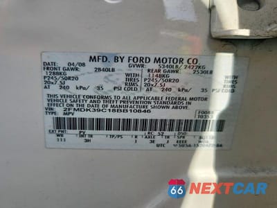 Zdjęcie 13 z 13 samochodu: 2008 FORD EDGE LIMITED VIN:2FMDK39C18BB10846 - miniatura