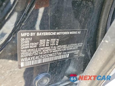 Zdjęcie 12 z 12 samochodu: 2013 BMW 740 LI VIN:WBAYE4C52DDW22744 - miniatura