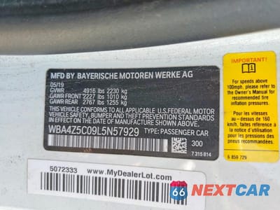 Zdjęcie 12 z 12 samochodu: 2020 BMW 440I VIN:WBA4Z5C09L5N57929 - miniatura