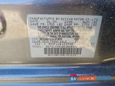 Zdjęcie 12 z 12 samochodu: 2024 NISSAN VERSA SR VIN:3N1CN8FV2RL911675 - miniatura