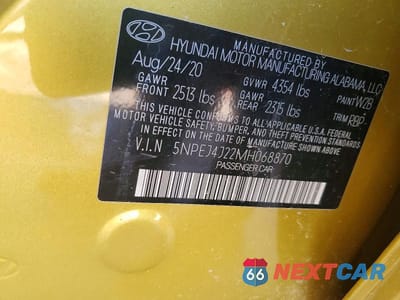 Zdjęcie 13 z 13 samochodu: 2021 HYUNDAI SONATA SEL PLUS VIN:5NPEJ4J22MH068870 - miniatura