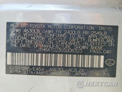 Zdjęcie 12 z 12 samochodu: 2016 LEXUS IS 200T VIN:JTHBA1D23G5008323 - miniatura