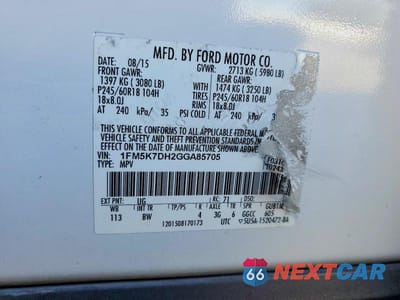 Zdjęcie 13 z 13 samochodu: 2016 FORD EXPLORER XLT VIN:1FM5K7DH2GGA85705 - miniatura
