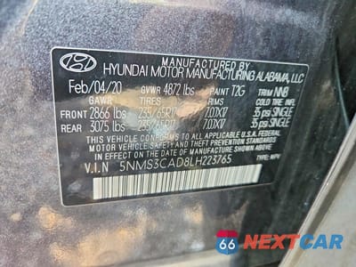 Zdjęcie 13 z 13 samochodu: 2020 HYUNDAI SANTA FE SEL VIN:5NMS3CAD8LH223765 - miniatura