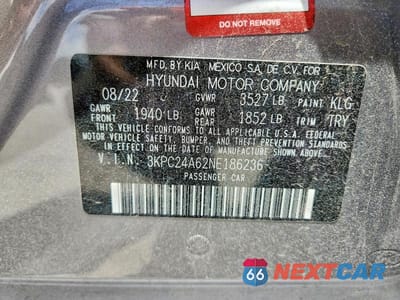 Zdjęcie 13 z 13 samochodu: 2022 HYUNDAI ACCENT SE VIN:3KPC24A62NE186236 - miniatura