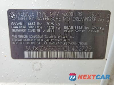 Zdjęcie 13 z 13 samochodu: 2012 BMW X5 XDRIVE50I VIN:5UXZV8C51CL422729 - miniatura