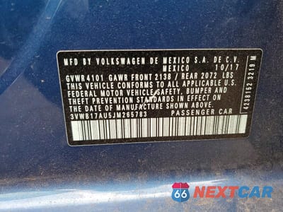 Zdjęcie 12 z 12 samochodu: 2018 VOLKSWAGEN GOLF S VIN:3VWB17AU5JM265783 - miniatura
