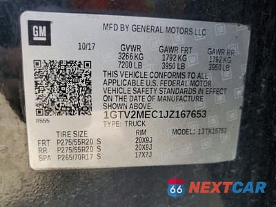Zdjęcie 12 z 12 samochodu: 2018 GMC SIERRA K1500 SLE VIN:1GTV2MEC1JZ167653 - miniatura