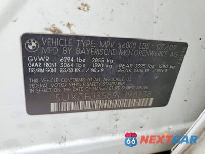Zdjęcie 13 z 13 samochodu: 2009 BMW X5 VIN:5UXFF03589LJ98238 - miniatura