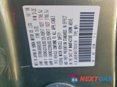 Zdjęcie 13 z 13 samochodu: 2007 HONDA CR-V EX VIN:JHLRE48577C018118 - miniatura
