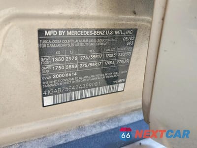 Zdjęcie 13 z 13 samochodu: 2002 MERCEDES-BENZ ML 500 VIN:4JGAB75E42A359081 - miniatura