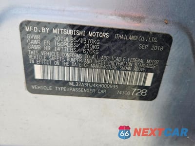 Zdjęcie 13 z 13 samochodu: 2019 MITSUBISHI MIRAGE ES VIN:ML32A3HJ4KH000935 - miniatura