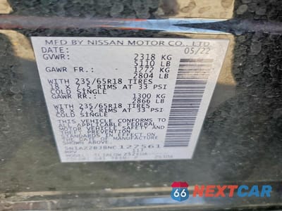 Zdjęcie 12 z 12 samochodu: 2022 NISSAN MURANO SV VIN:5N1AZ2BJ8NC127561 - miniatura