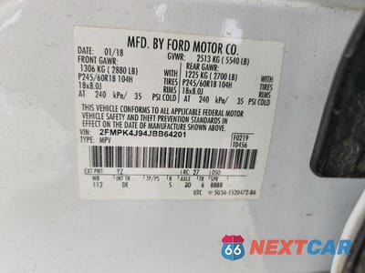 Zdjęcie 13 z 13 samochodu: 2018 FORD EDGE SEL VIN:2FMPK4J94JBB64201 - miniatura
