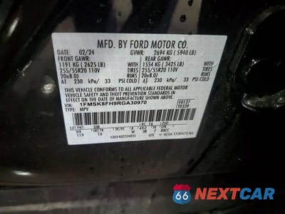 Zdjęcie 13 z 13 samochodu: 2024 FORD EXPLORER LIMITED VIN:1FMSK8FH9RGA30970 - miniatura