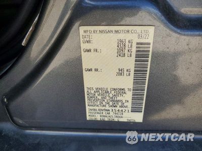 Zdjęcie 12 z 12 samochodu: 2022 NISSAN ALTIMA SV VIN:1N4BL4DV9NN354421 - miniatura