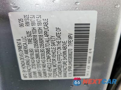 Zdjęcie 13 z 13 samochodu: 2025 HONDA ODYSSEY EXL VIN:5FNRL6H60SB080270 - miniatura