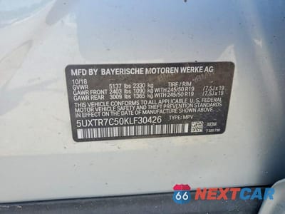 Zdjęcie 13 z 13 samochodu: 2019 BMW X3 SDRIVE30I VIN:5UXTR7C50KLF30426 - miniatura