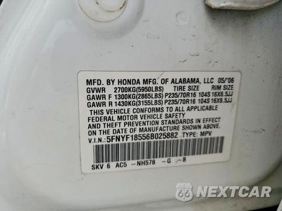 Zdjęcie 13 z 13 samochodu: 2006 HONDA PILOT EX VIN:5FNYF18556B025882 - miniatura