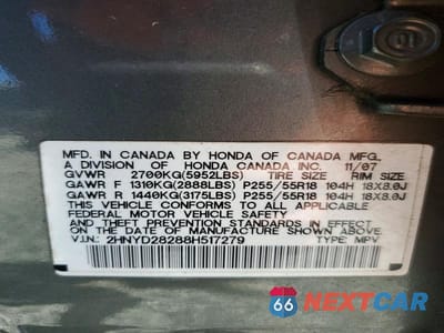 Zdjęcie 13 z 13 samochodu: 2008 ACURA MDX VIN:2HNYD28288H517279 - miniatura