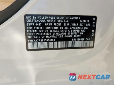Zdjęcie 12 z 12 samochodu: 2018 VOLKSWAGEN PASSAT S VIN:1VWAA7A39JC036706 - miniatura