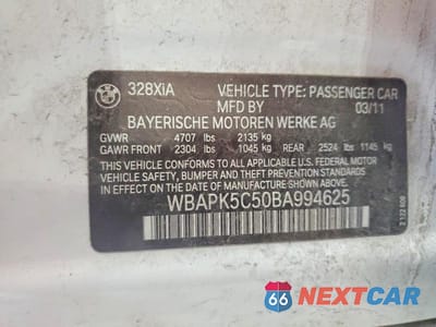 Zdjęcie 12 z 12 samochodu: 2011 BMW 328 XI SULEV VIN:WBAPK5C50BA994625 - miniatura