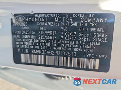 Zdjęcie 13 z 13 samochodu: 2023 HYUNDAI KONA SEL VIN:KM8K33AG2PU187513 - miniatura