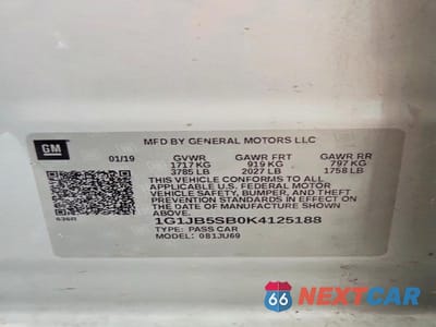 Zdjęcie 12 z 12 samochodu: 2019 CHEVROLET SONIC LS VIN:1G1JB5SB0K4125188 - miniatura