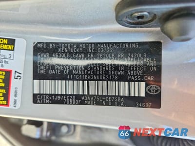 Zdjęcie 13 z 13 samochodu: 2022 TOYOTA CAMRY SE NIGHTSHADE VIN:4T1G11BK3NU062178 - miniatura