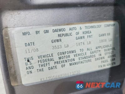Zdjęcie 13 z 13 samochodu: 2009 CHEVROLET AVEO LT VIN:KL1TG56E89B613730 - miniatura