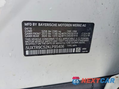 Zdjęcie 13 z 13 samochodu: 2019 BMW X3 XDRIVE30I VIN:5UXTR9C52KLP95406 - miniatura