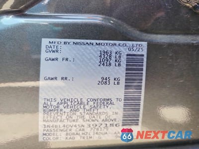 Zdjęcie 12 z 12 samochodu: 2025 NISSAN ALTIMA SV VIN:1N4BL4DV4SN397186 - miniatura